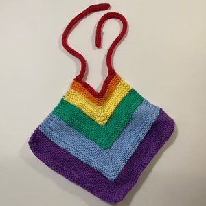 4/$10 Knitted Rainbow baby bib